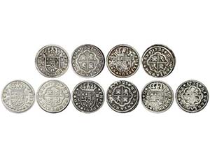 Philip V - Lote 5 monedas 2 Reales. 1721, ... 