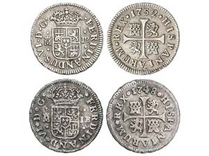 Ferdinand VI - Lote 2 monedas 1/2 Real. 1748 ... 
