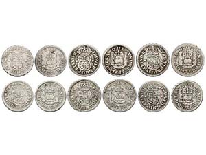 Ferdinand VI - Lote 6 monedas 1/2 Real. ... 