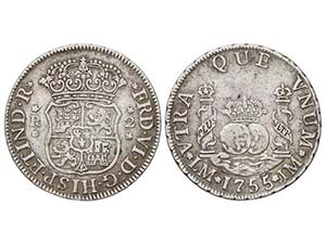 Ferdinand VI - 2 reales. 1755. LIMA. J.M. ... 