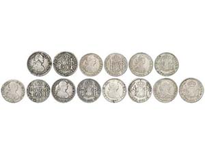Charles IV - Lote 7 monedas 1 Real. 1790, ... 
