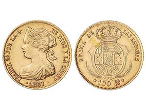 Elisabeth II - 100 Reales. 1857. BARCELONA. ... 
