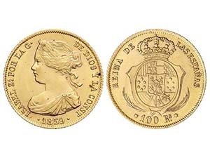 Elisabeth II - 100 Reales. 1859. BARCELONA. ... 