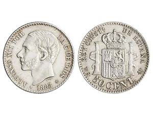 50 Céntimos. 1885 (*18-86). M.S.-M. (Leve ... 