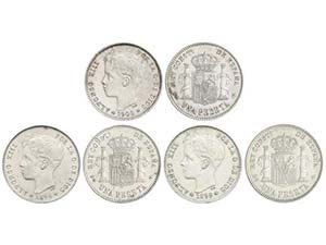 Lote 3 monedas 1 Peseta. 1896, 1899 y 1900. ... 