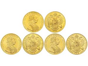 Austria - Lote 3 monedas 4 Ducados. 1915. ... 