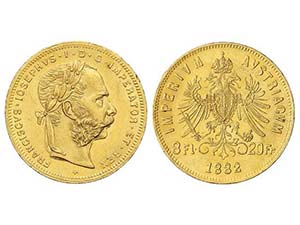 Austria - 8 Florines-20 Francos. 1882. ... 