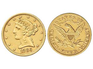 United States of America - 5 Dólares. 1886. ... 