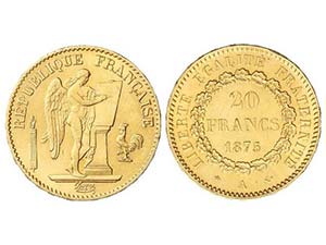 France - 20 Francos. 1875-A. III REPÚBLICA. ... 