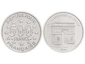 France - 500 Francos=70 Ecus. 1993. 20 grs. ... 