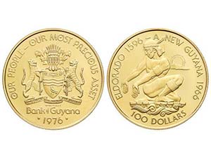 Guyana - 100 Dólares. 1966. 5,88 grs. AU. ... 
