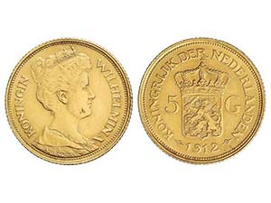 Netherlands - 5 Gulden. 1912. GUILLERMINA I. ... 