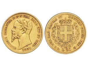 Italy - 20 Liras. 1851-P. VÍCTOR MANUEL II. ... 