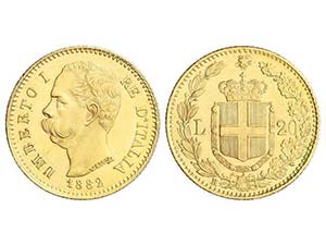 Italy - 20 Liras. 1882-R. HUMBERTO I. ROMA. ... 