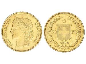 Switzerland - 20 Francos. 1896-B. BERNA. ... 
