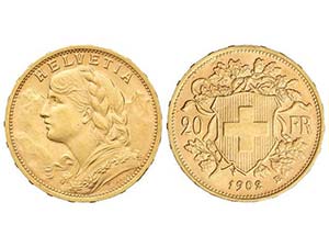 Switzerland - 20 Francos. 1902-B. BERNA. ... 