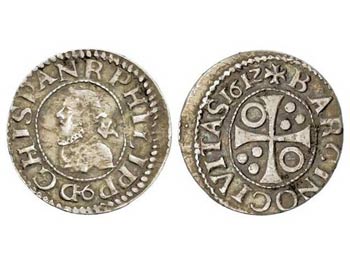 Philip III - 1/2 Croat. 1612. BARCELONA. ... 