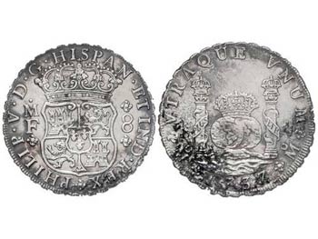 Philip V - 8 Reales. 1737. MÉXICO. M.F. ... 