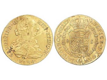 Charles III - 8 Escudos. 1784. LIMA. M.I. ... 