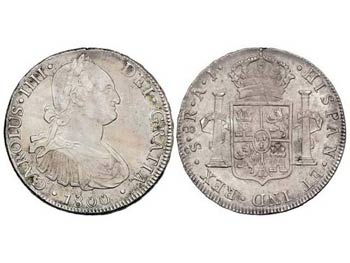 Charles IV - 8 Reales. 1800. SANTIAGO. A.J. ... 