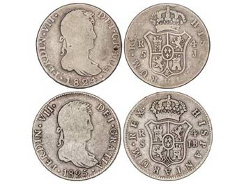Ferdinand VII - Lote 2 monedas 4 Reales. ... 