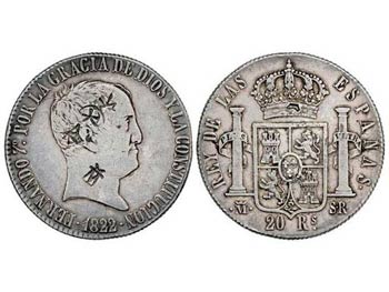 Ferdinand VII - 20 Reales. 1822. MADRID. ... 