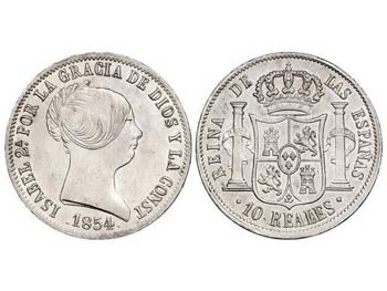 Elisabeth II - 10 Reales. 1854. BARCELONA. ... 