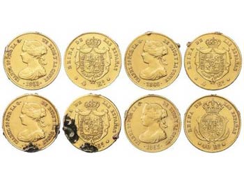 Elisabeth II - Lote 4 monedas 40 Reales (1) ... 