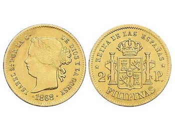 Elisabeth II - 2 Pesos. 1868/7. MANILA. 3,40 ... 