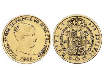 Elisabeth II - 80 Reales. 1847. MADRID. C.L. ... 