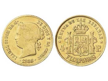 Elisabeth II - 4 Pesos. 1868/58. MANILA. ... 