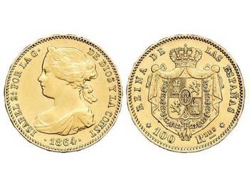 Elisabeth II - 100 Reales. 1864. MADRID. ... 