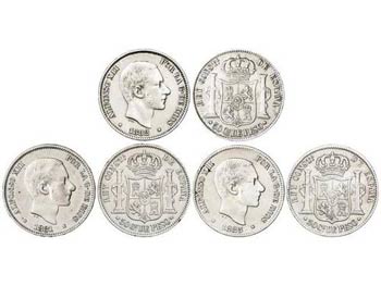 Lote 3 monedas 50 Centavos de Peso. ... 