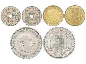 Serie 3 monedas 50 Céntimos, 1 y 5 Pesetas. ... 