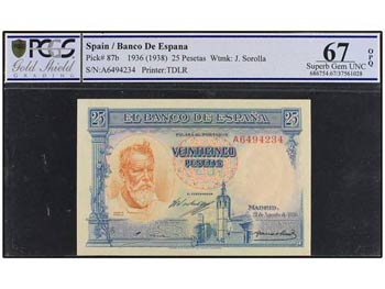 Spanish Banknotes - 25 Pesetas. 31 Agosto ... 