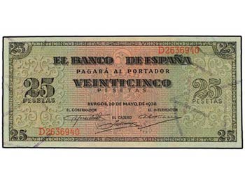 Estado Español - 25 Pesetas. 20 Mayo 1938. ... 