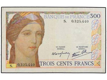 300 Francos. (1938). FRANCIA. Ceres. RARO.. ... 
