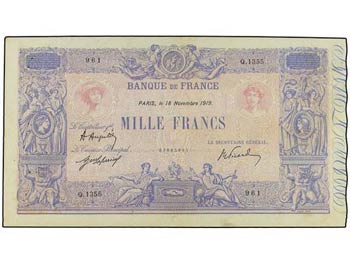 1.000 Francos. 1919. FRANCIA. (Leves ... 