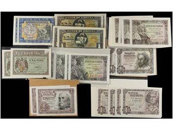 Lote 24 billetes 1 Peseta. 1938 a 1953. ... 