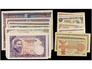 Lote 31 billetes 1 a 1.000 Pesetas. 1925 a ... 