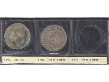 Lote 19 monedas 5 Pesetas. 1869 a ... 