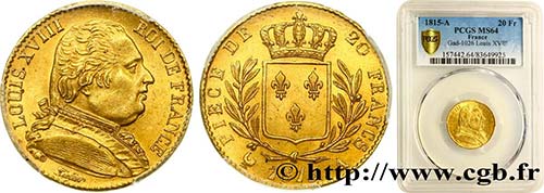 LOUIS XVIII Type : 20 francs or ... 