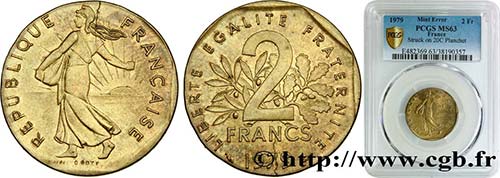 V REPUBLIC Type : 2 francs Semeuse ... 