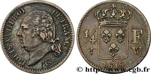 LOUIS XVIII Type : 1/4 franc Louis ... 