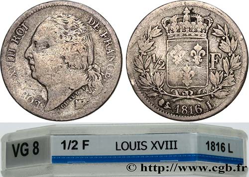 LOUIS XVIII Type : 1/2 franc Louis ... 