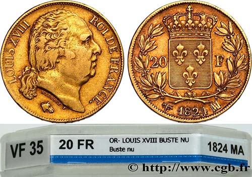 LOUIS XVIII Type : 20 francs or ... 