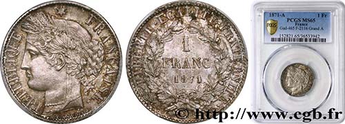 III REPUBLIC Type : 1 franc ... 