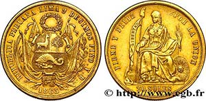 PERU Type : 20 Soles  Date : 1863  Mint ... 