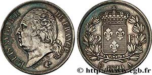 LOUIS XVIII Type : 2 francs Louis XVIII  ... 