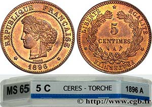 III REPUBLIC Type : 5 centimes Cérès  ... 